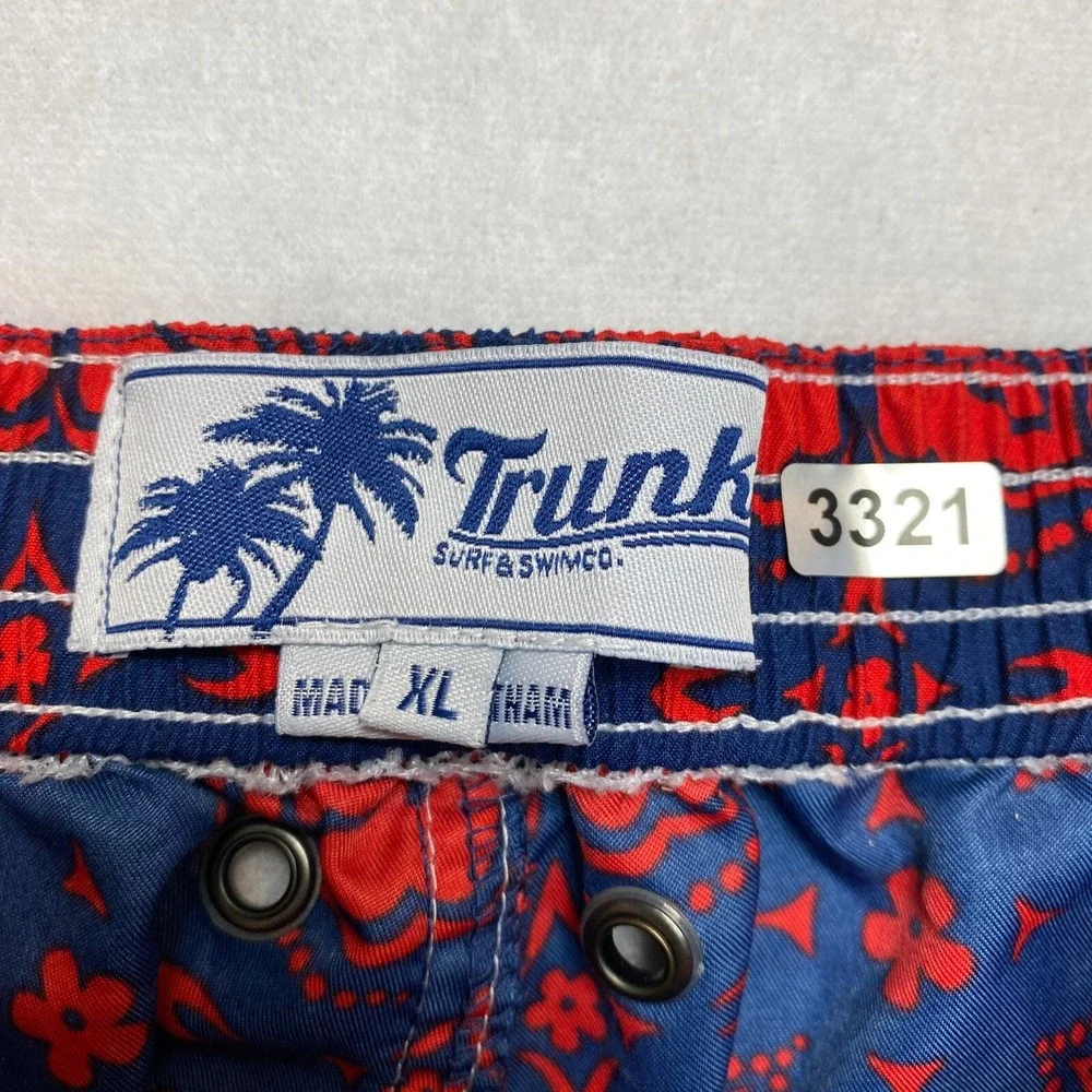 Trunk Swim Shorts Mens XL Red Drawstring Beach Geometric